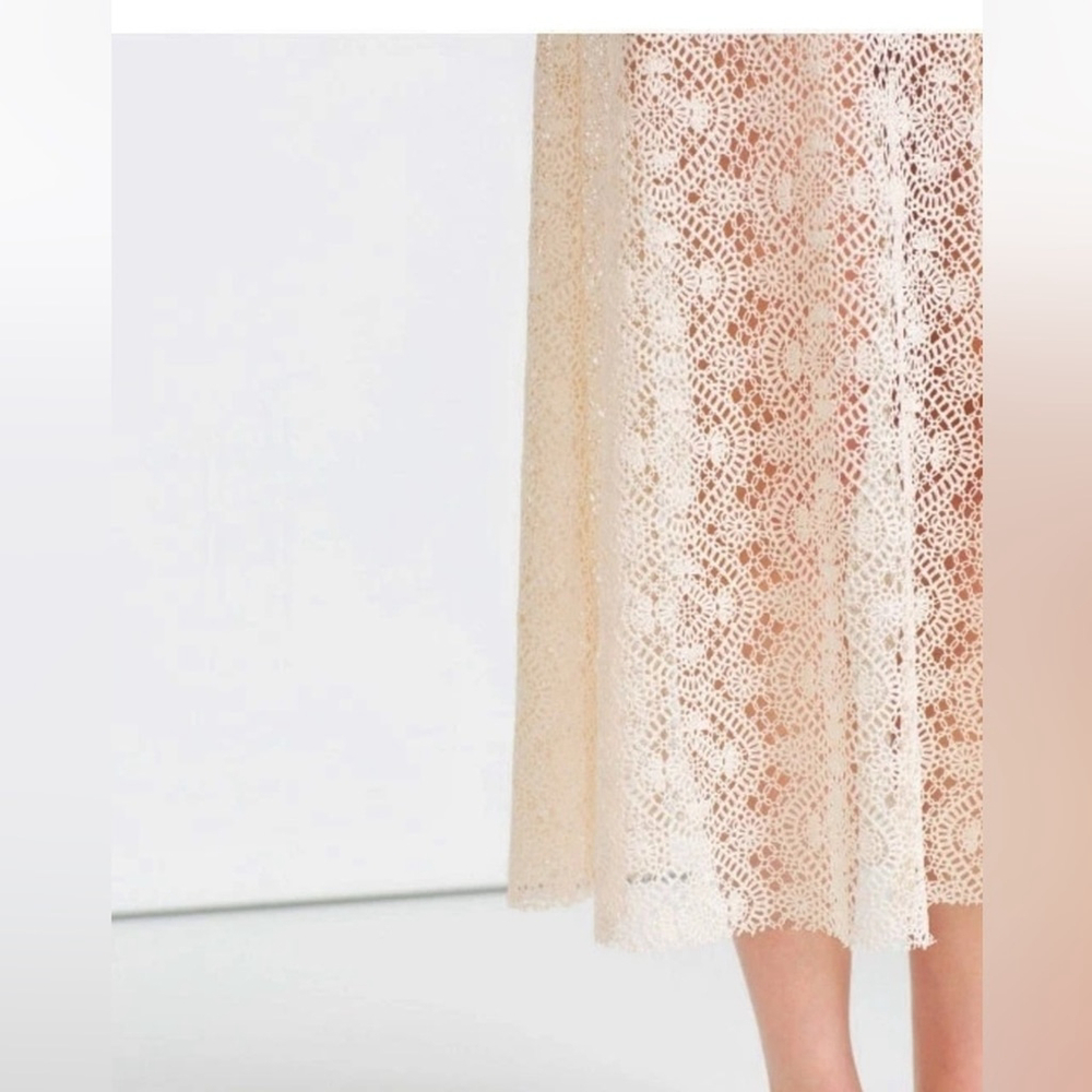 ZARA ECRU GUIPURE LACE
LAYERED A-LINE LONG SKIRT bloggers favourite - Picture 7 of 13